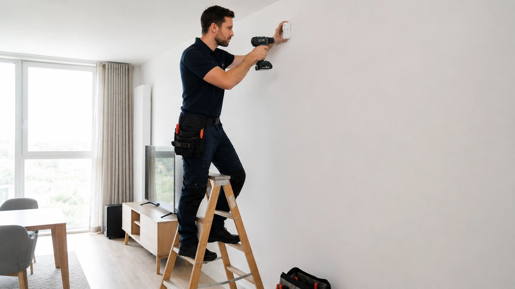 Professionelle Montage einer Alarmanlage durch Integra Security in Wien